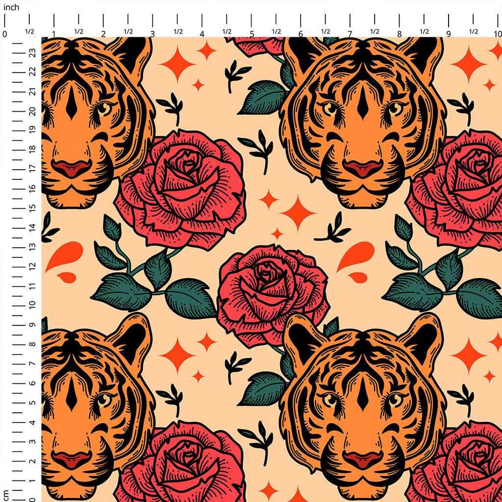 Tiger Rose Tattoo Fabric