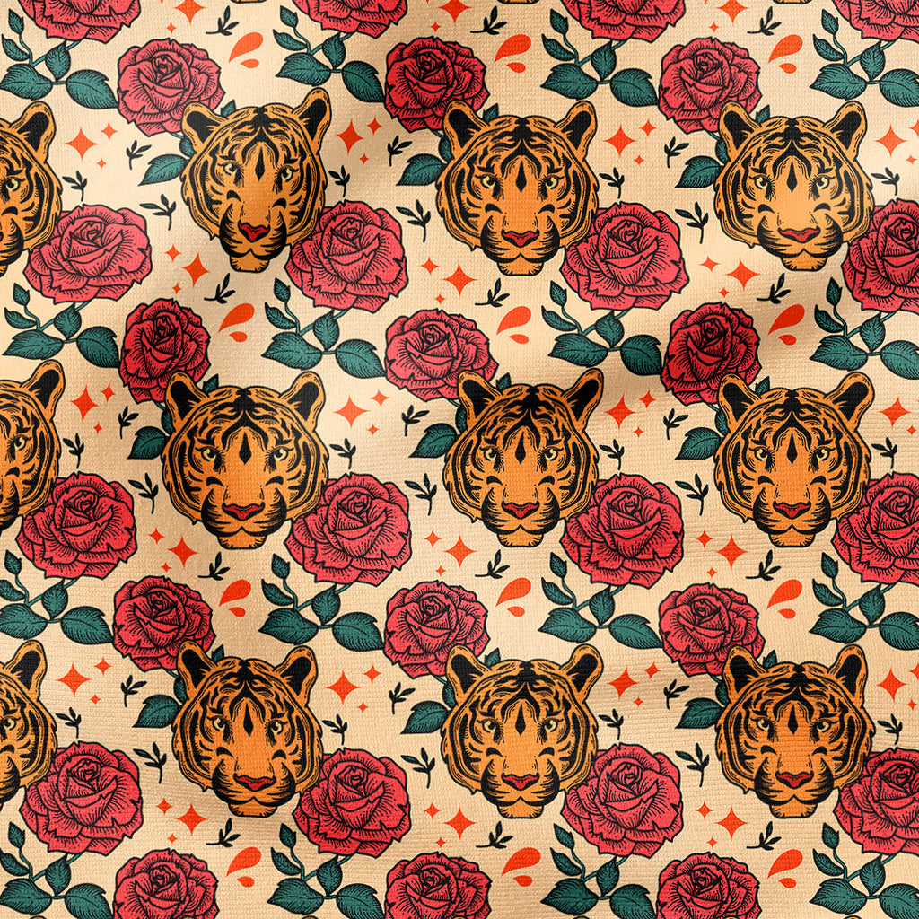 Tiger Rose Tattoo Fabric