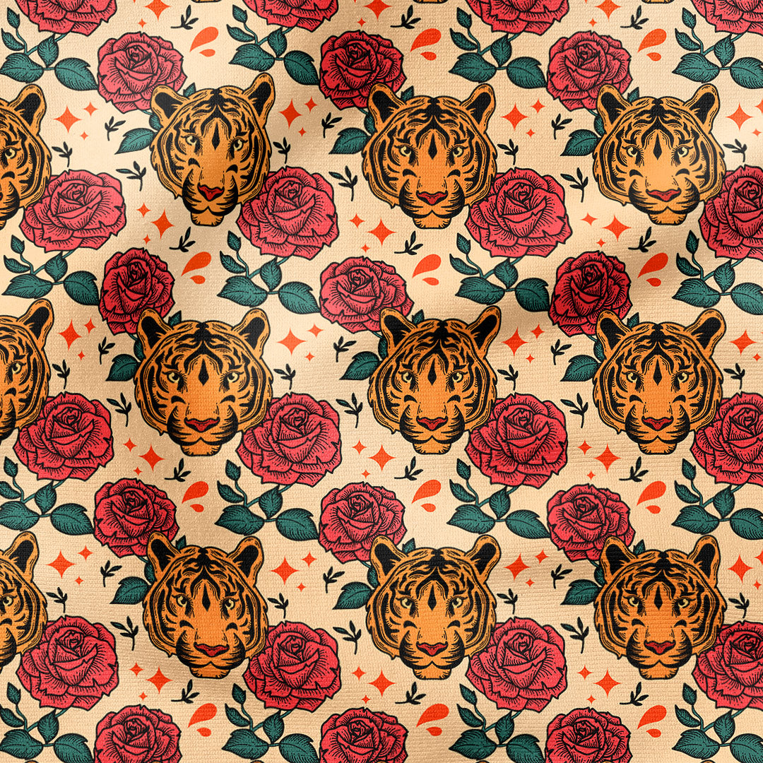 Tiger Rose Tattoo Fabric
