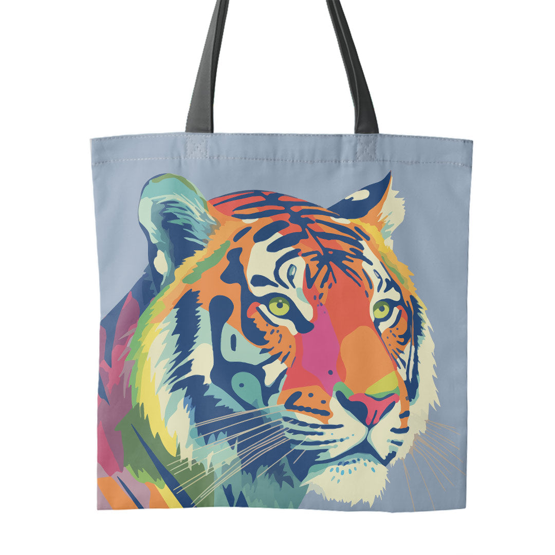 TOTE Tiger On Blue Fabric Bag Panel