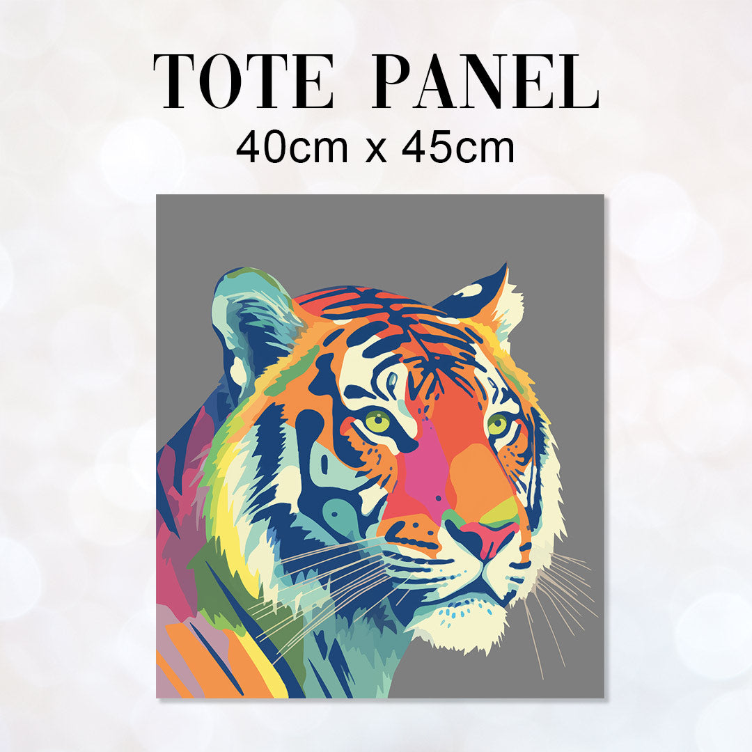 TOTE Tiger On Grey Fabric Bag Panel