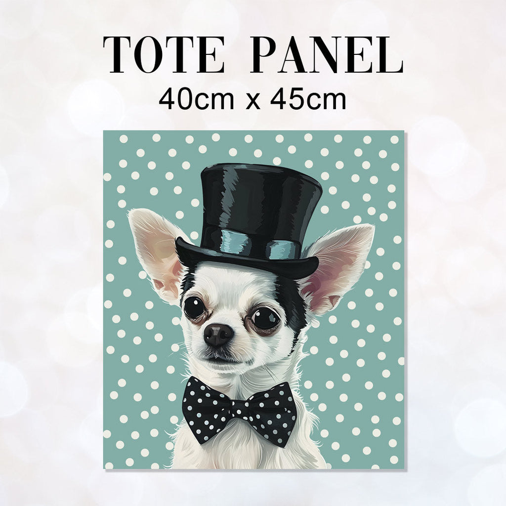 TOTE Top Hat Chihuahua Fabric Bag Panel TP-148