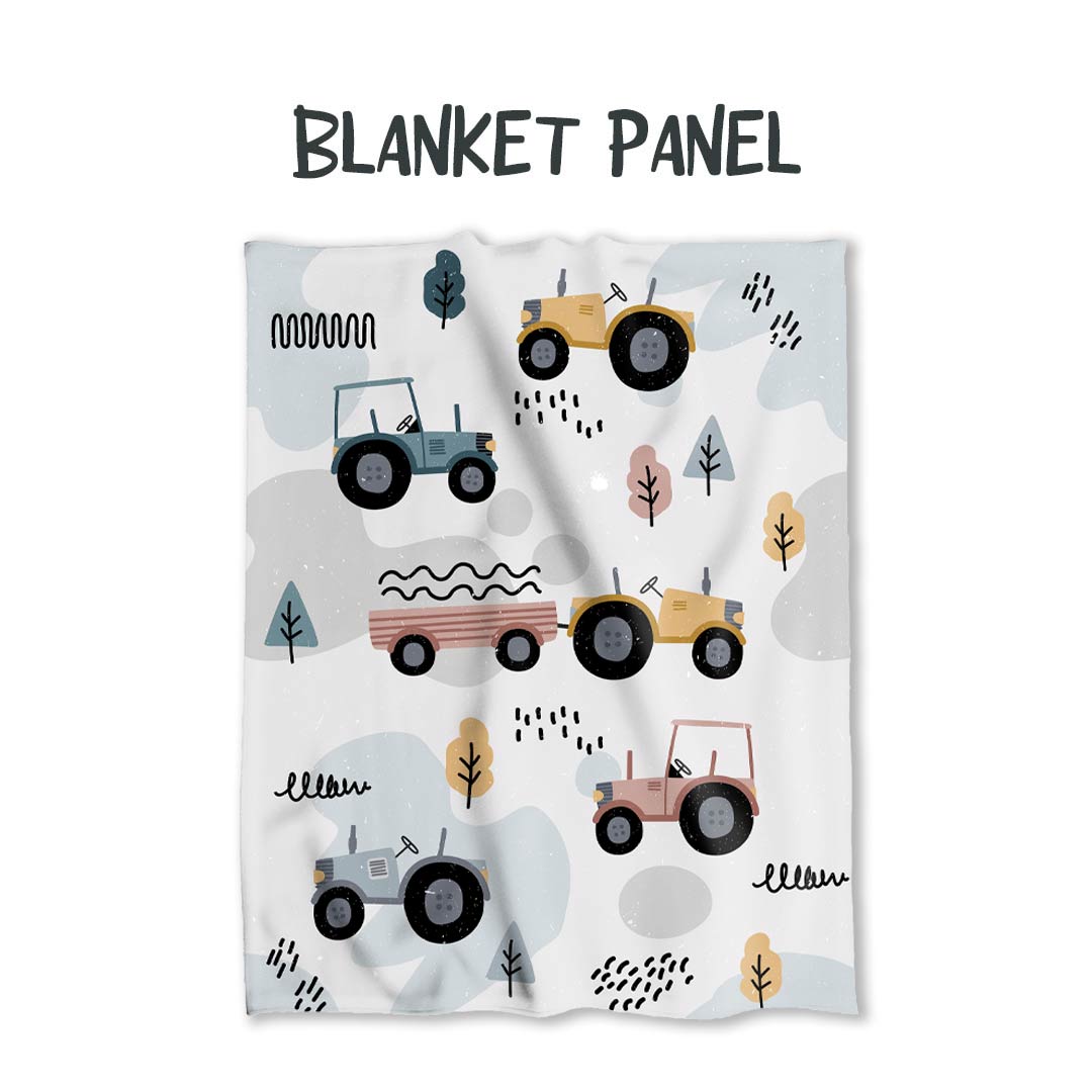 Tractors Doodle Fabric Blanket Panel BP-25
