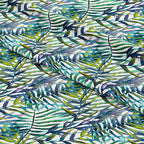Tropical Blues Palm Leaves Fabric