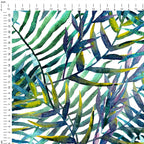 Tropical Blues Palm Leaves Fabric