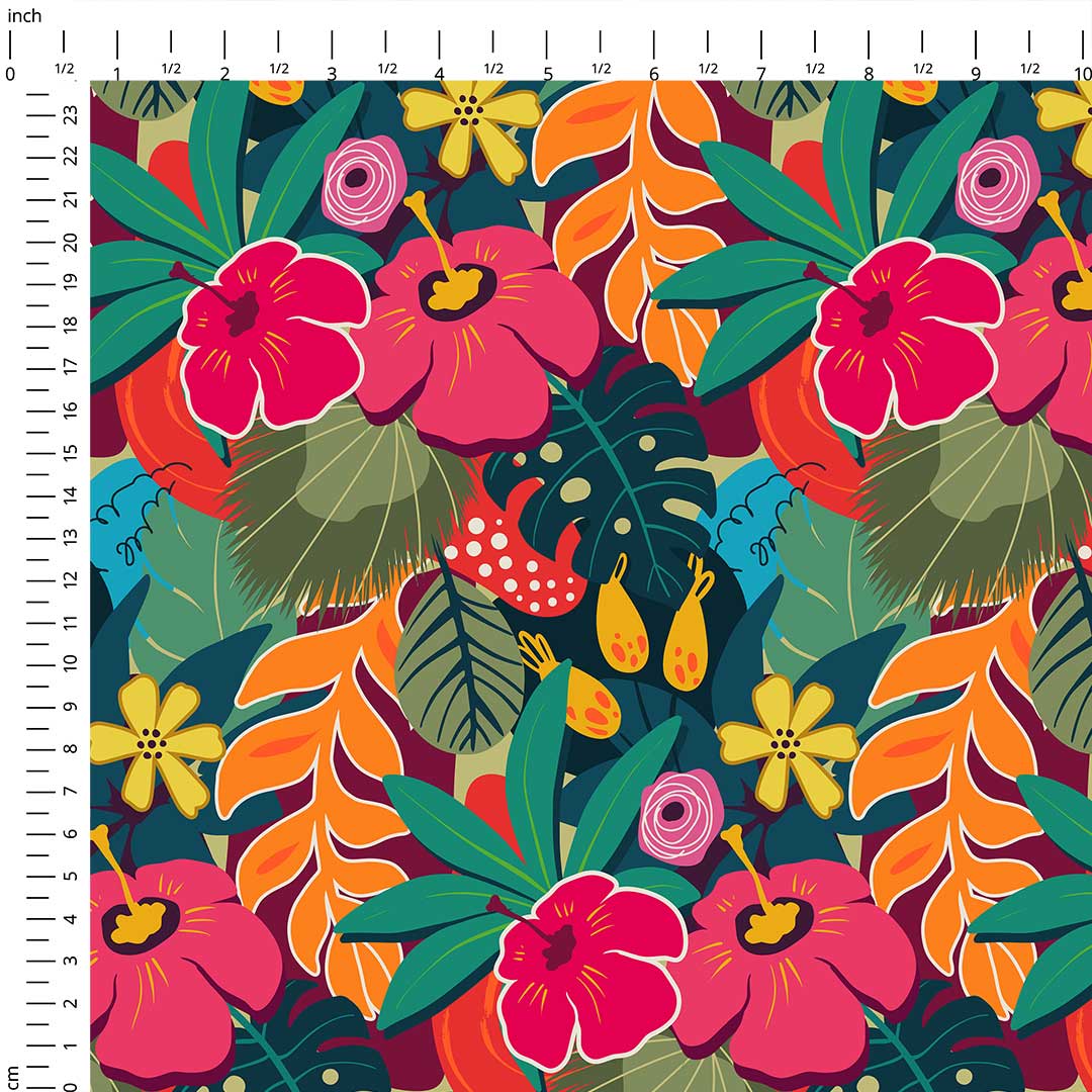 Tropical Collage Small Scale 1 Fabric