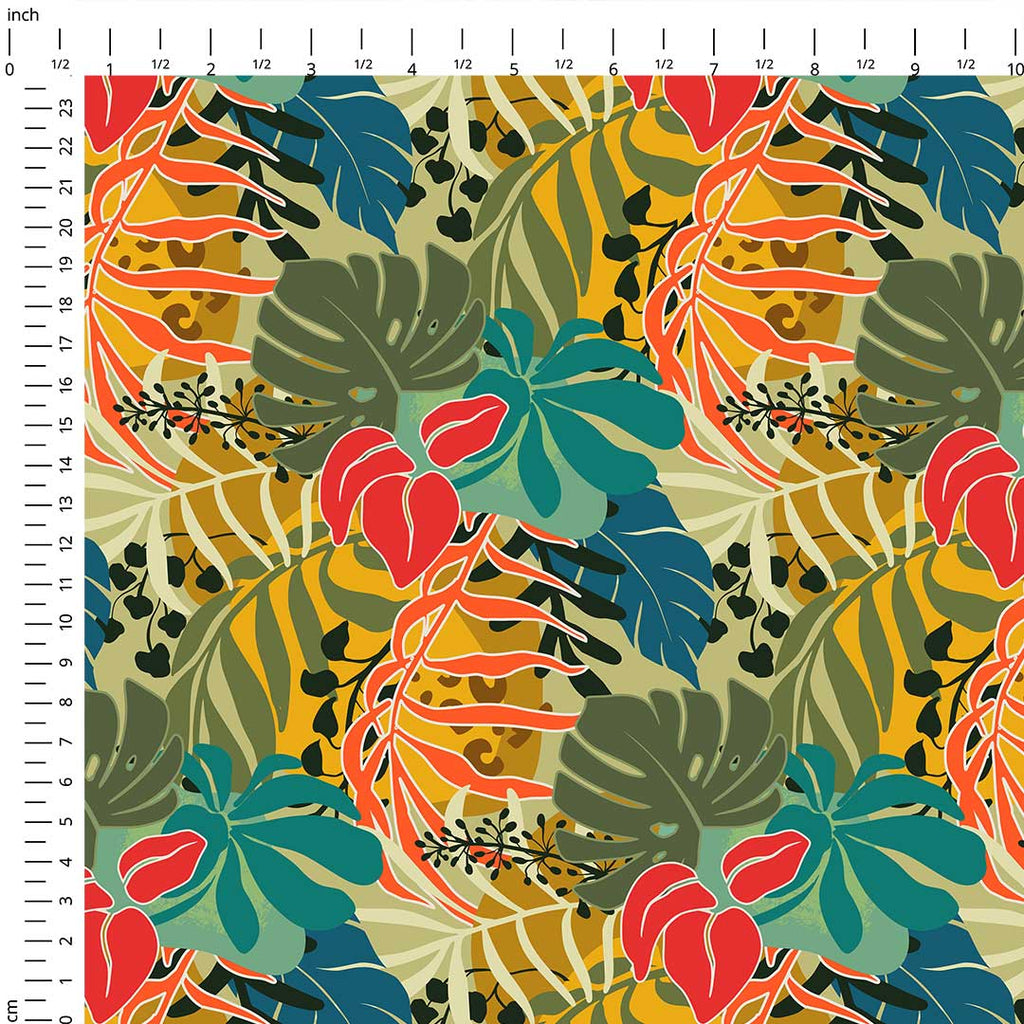 Tropical Collage Small Scale 2 Fabric