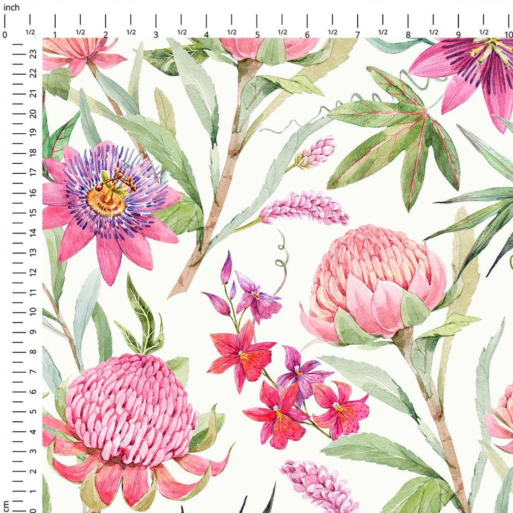 Tropical Flowers Cream Fabric