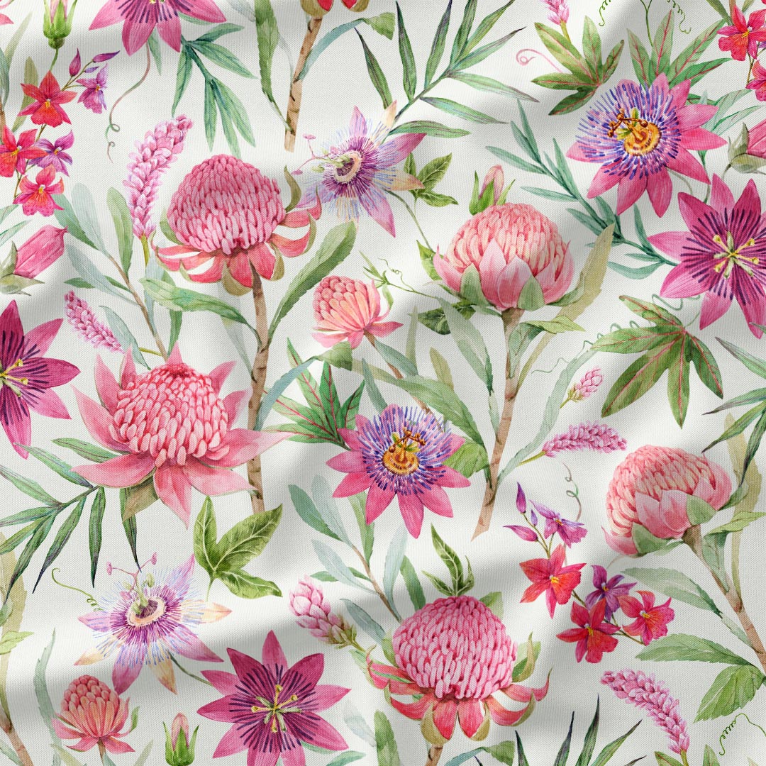 Tropical Flowers Cream Fabric
