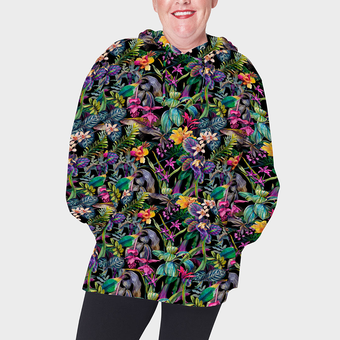 Tropical Garden Black Fabric