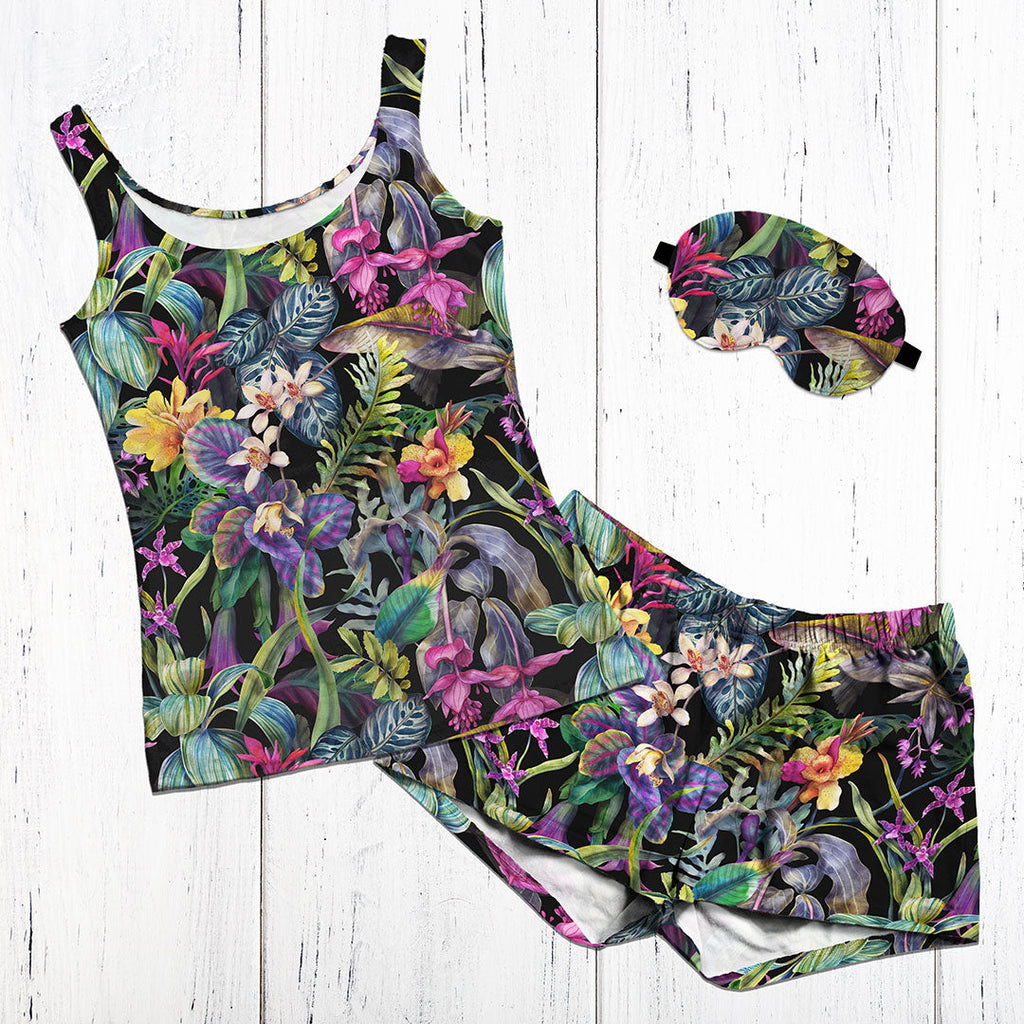 Tropical Garden Black Fabric