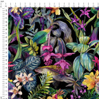 Tropical Garden Black Fabric