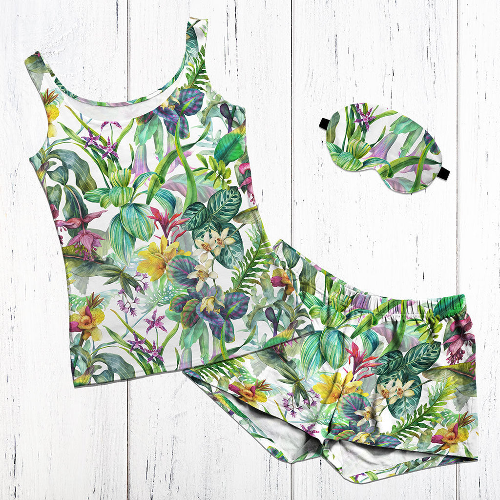 Tropical Garden White Fabric