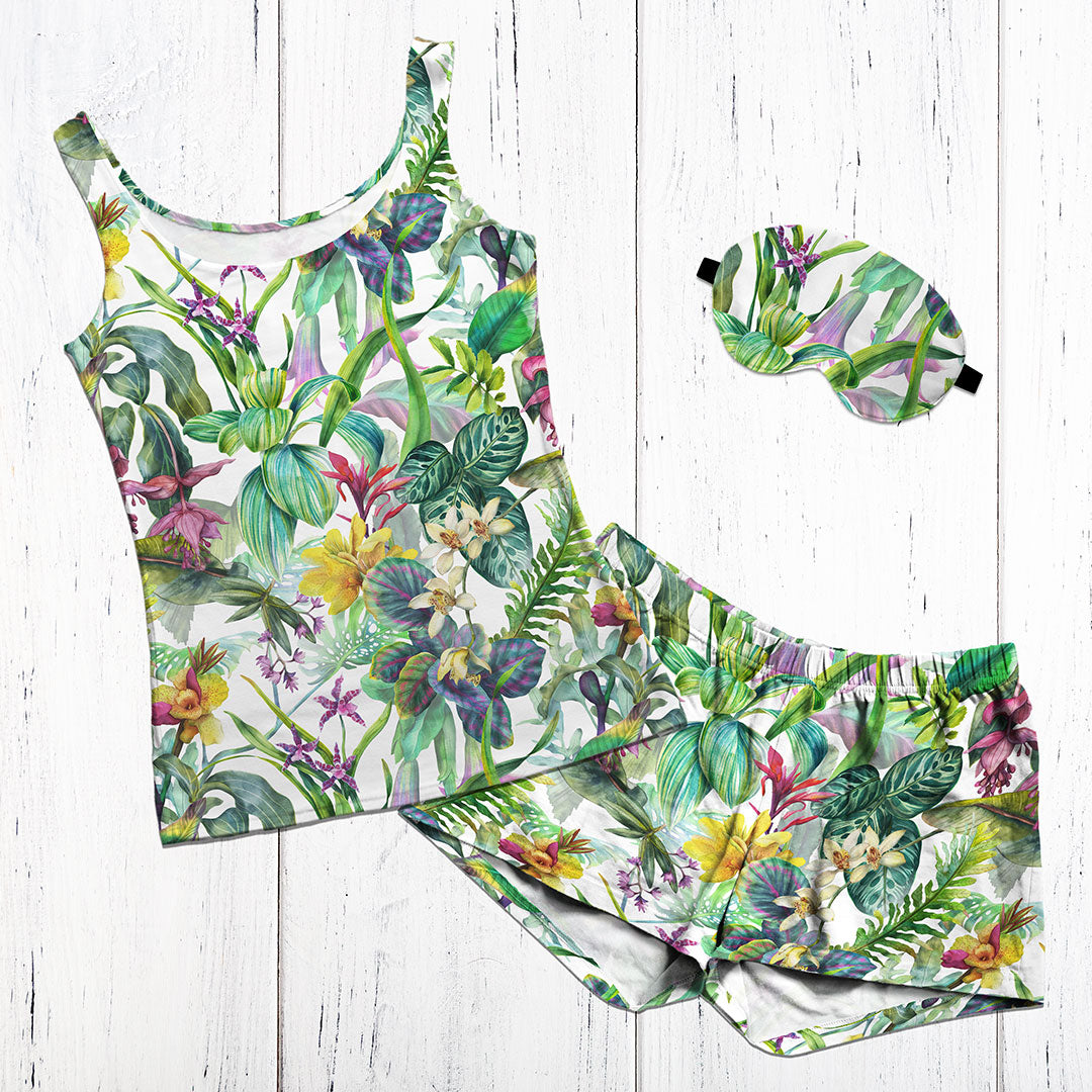 Tropical Garden White Fabric