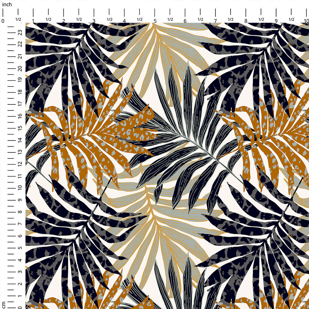 Tropical Leaves Beige Fabric