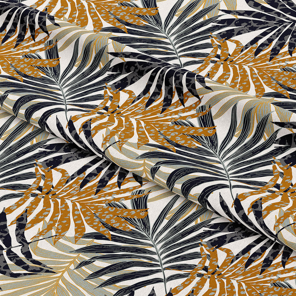 Tropical Leaves Beige Fabric