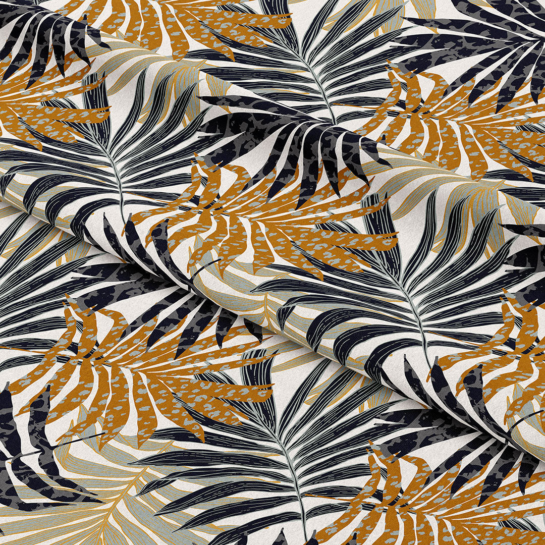 Tropical Leaves Beige Fabric