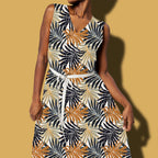 Tropical Leaves Beige Fabric