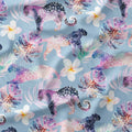 Tropical Leopards Dusky Blue Fabric