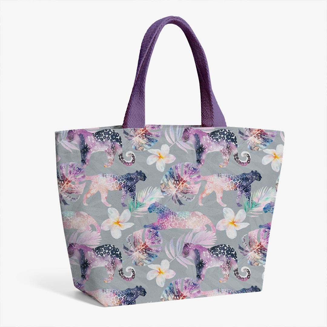 Tropical Leopards Grey Fabric