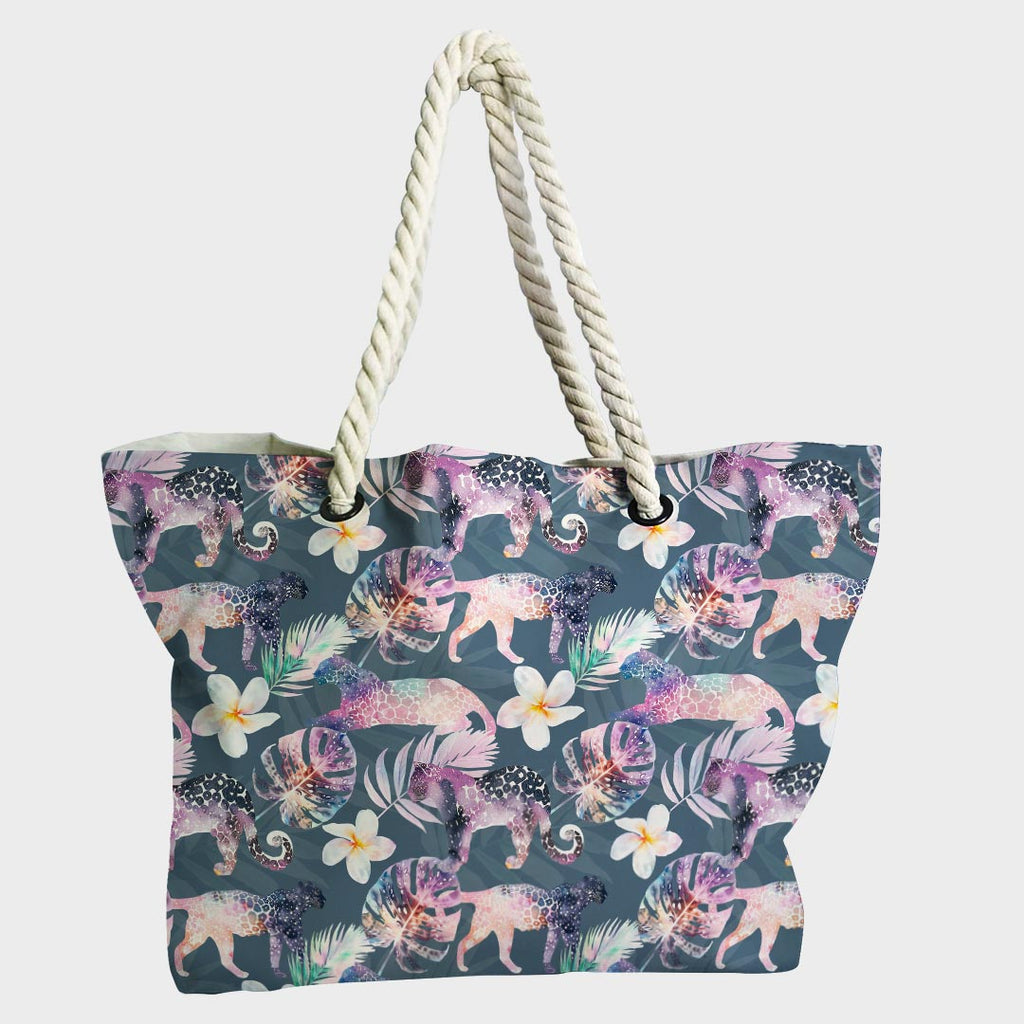 Tropical Leopards Slate Blue Fabric