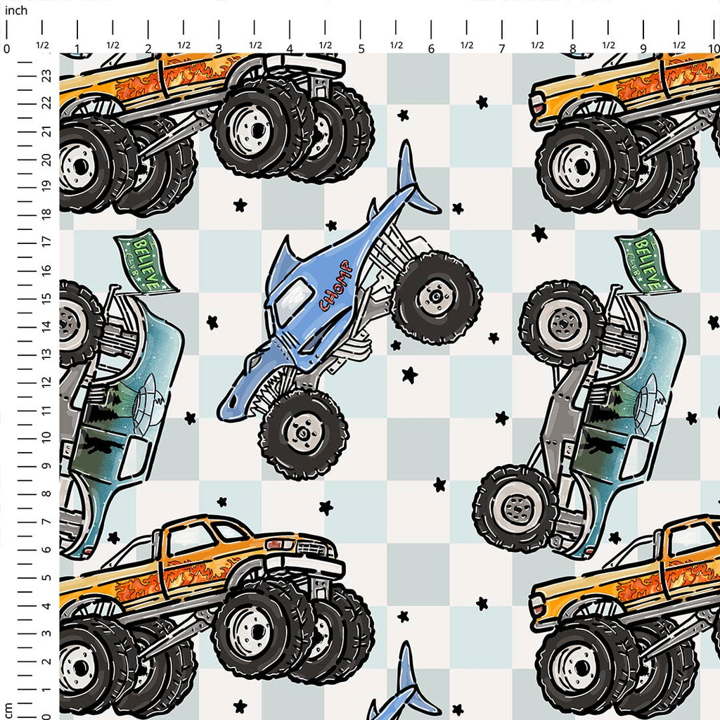 Truck Jam Fabric