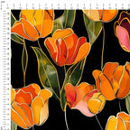 Tulips On Black Fabric