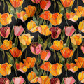 Tulips On Black Fabric