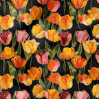 Tulips On Black Fabric