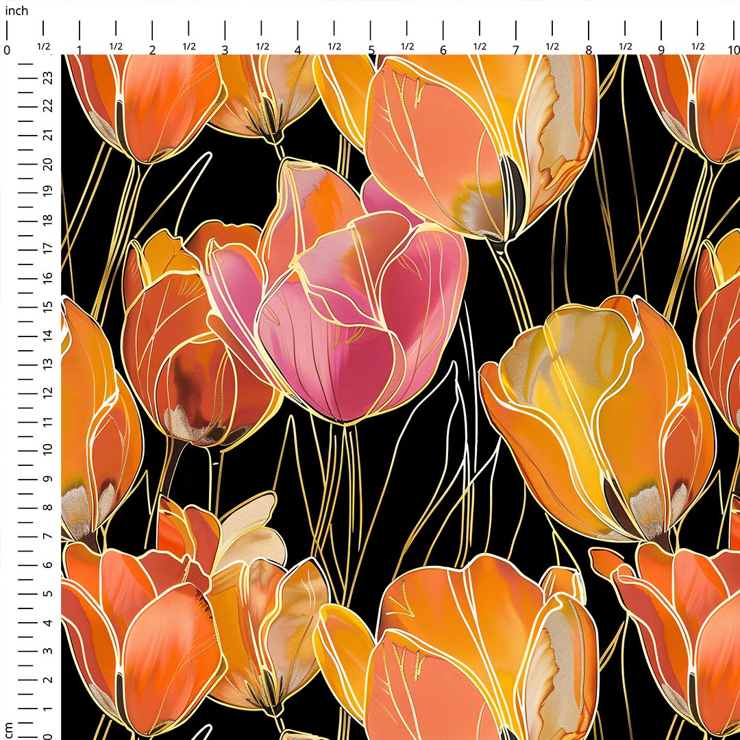 Stained Glass Tulips Fabric