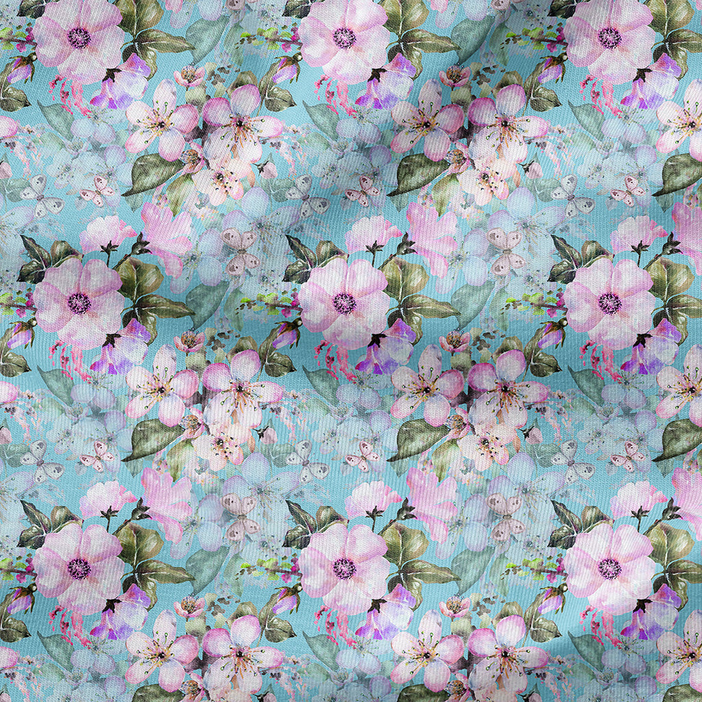 Turquoise Flowers Fabric