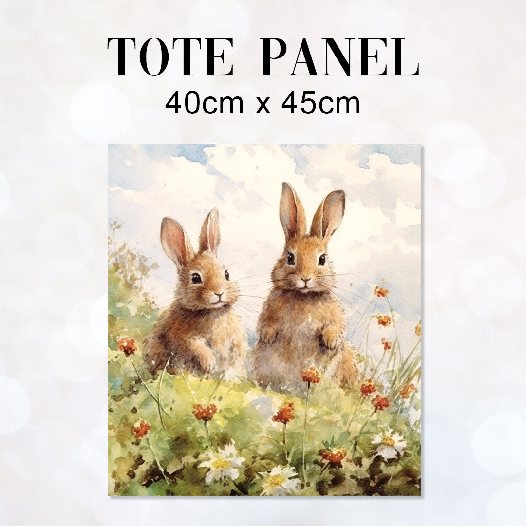 TOTE Two Bunnies Fabric Bag Panel TP-181