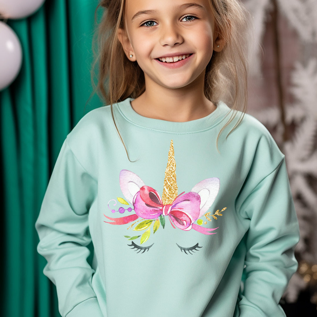 Unicorns Head Bow Iron on Fabric Heat Transfer DTF-155