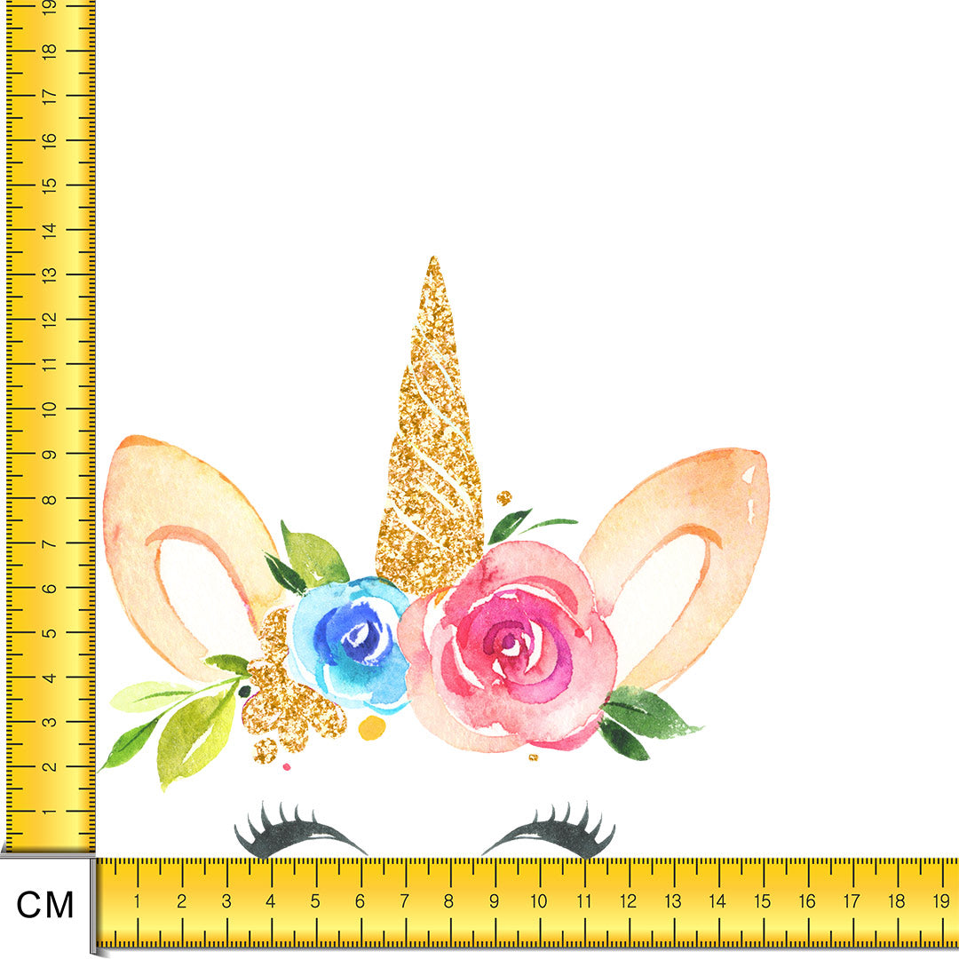 Unicorns Head Floral Iron on Fabric Heat Transfer DTF-156