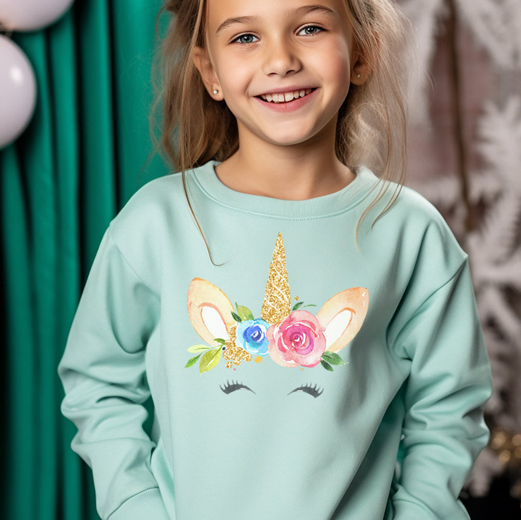 Unicorns Head Floral Iron on Fabric Heat Transfer DTF-156