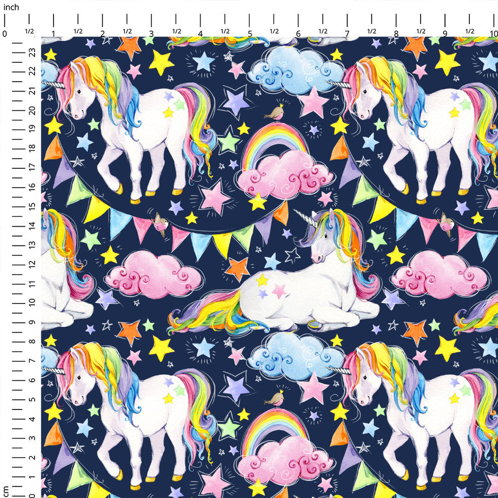 Unicorns Navy Fabric