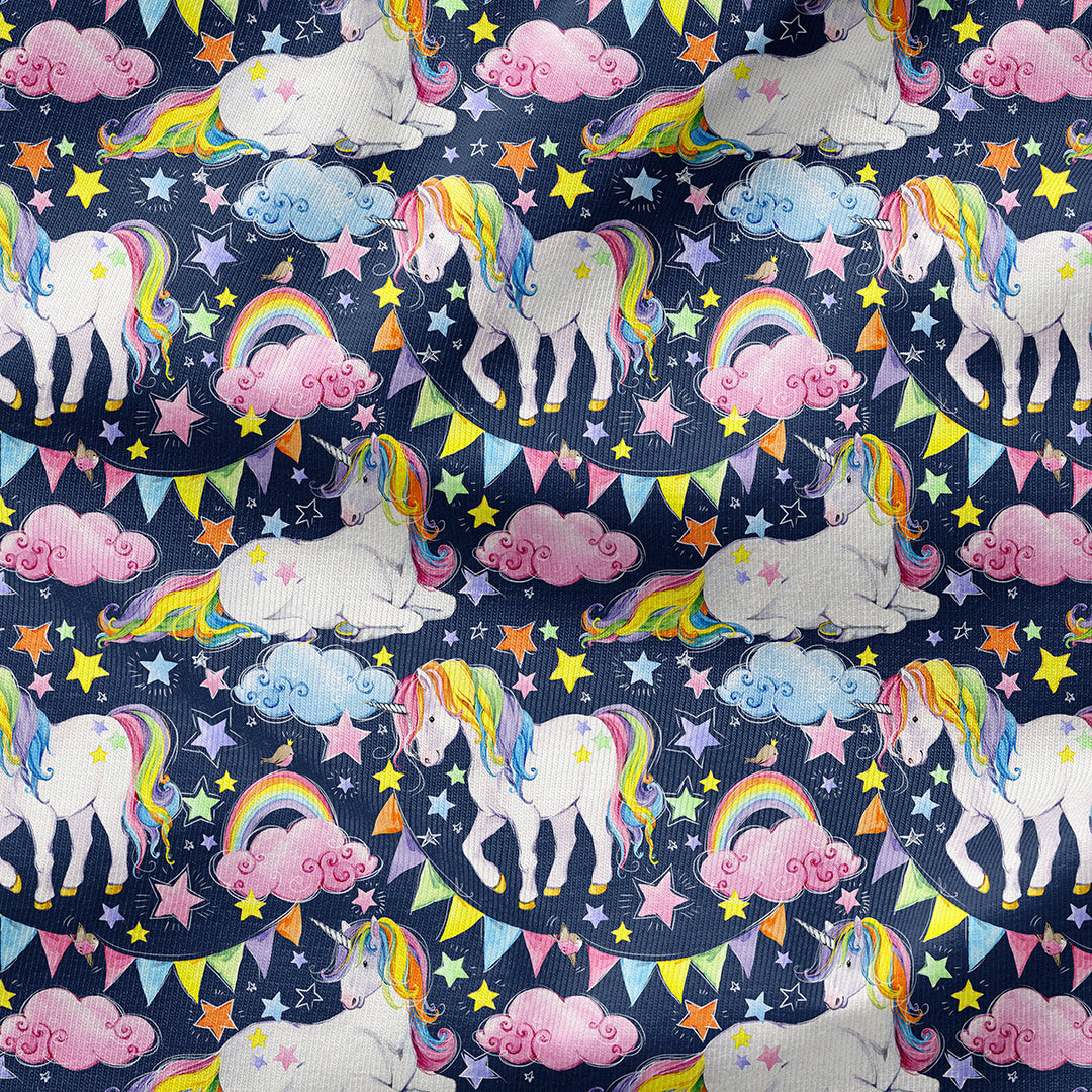 Unicorns Navy Fabric
