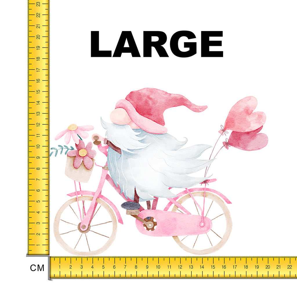 Valentines Bicycle Gnome Iron on Fabric Heat Transfer DTF-104