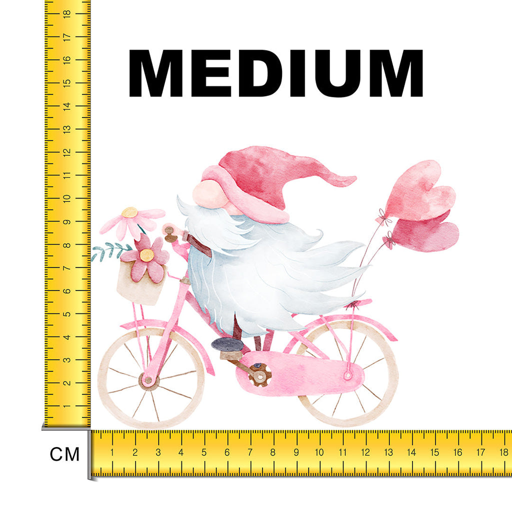 Valentines Bicycle Gnome Iron on Fabric Heat Transfer DTF-104