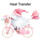 Valentines Bicycle Gnome Iron on Fabric Heat Transfer DTF-104