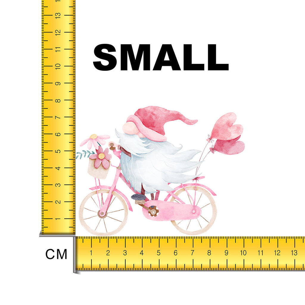 Valentines Bicycle Gnome Iron on Fabric Heat Transfer DTF-104