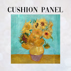 CUSHION Fabric Panel Van Gogh Vase with 12 Sunflowers