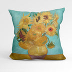 CUSHION Fabric Panel Van Gogh Vase with 12 Sunflowers