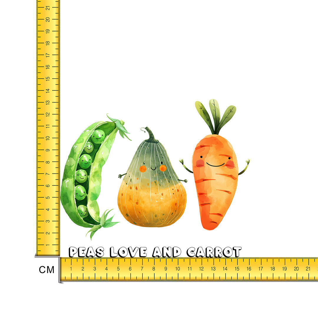 Veggies Peas Love and Carrot Iron on Fabric Heat Transfer DTF-192