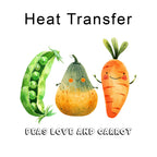 Veggies Peas Love and Carrot Iron on Fabric Heat Transfer DTF-192