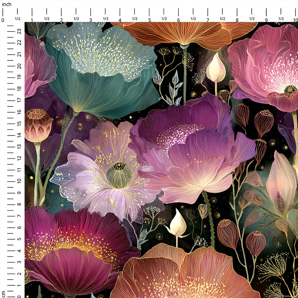 Velvet Glow Floral Fabric