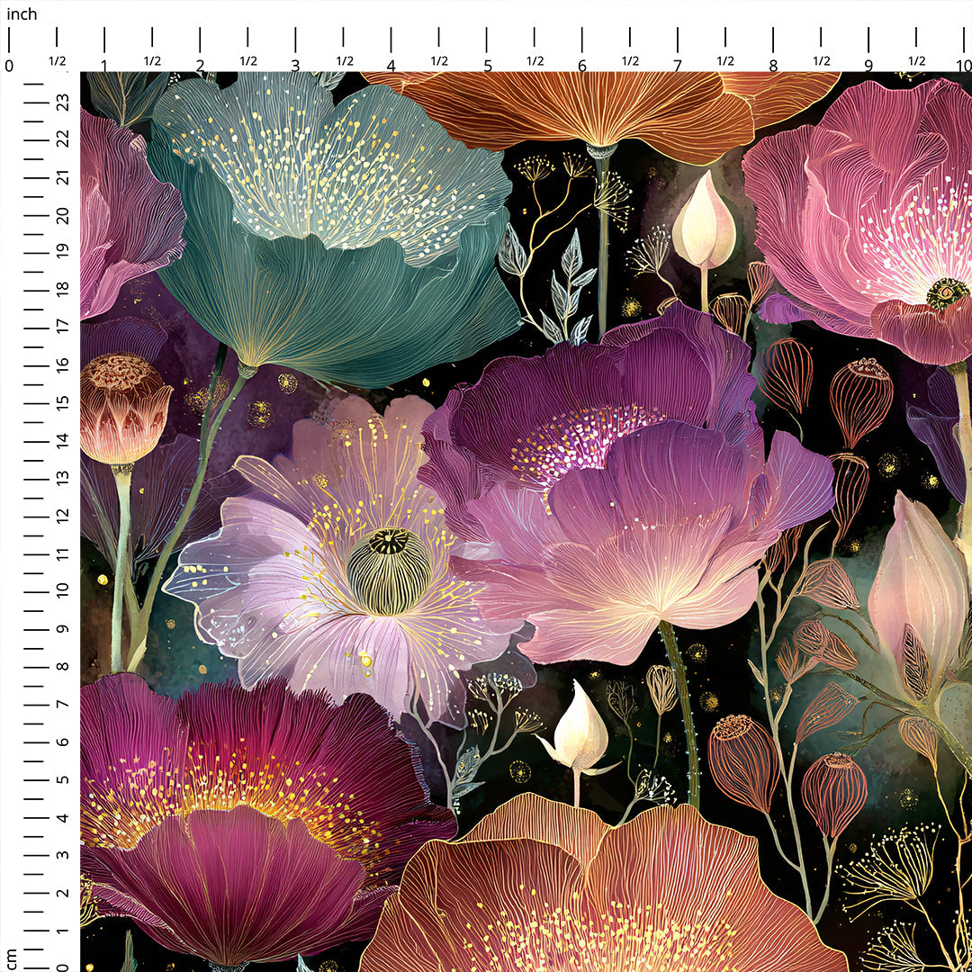 Velvet Glow Floral Fabric