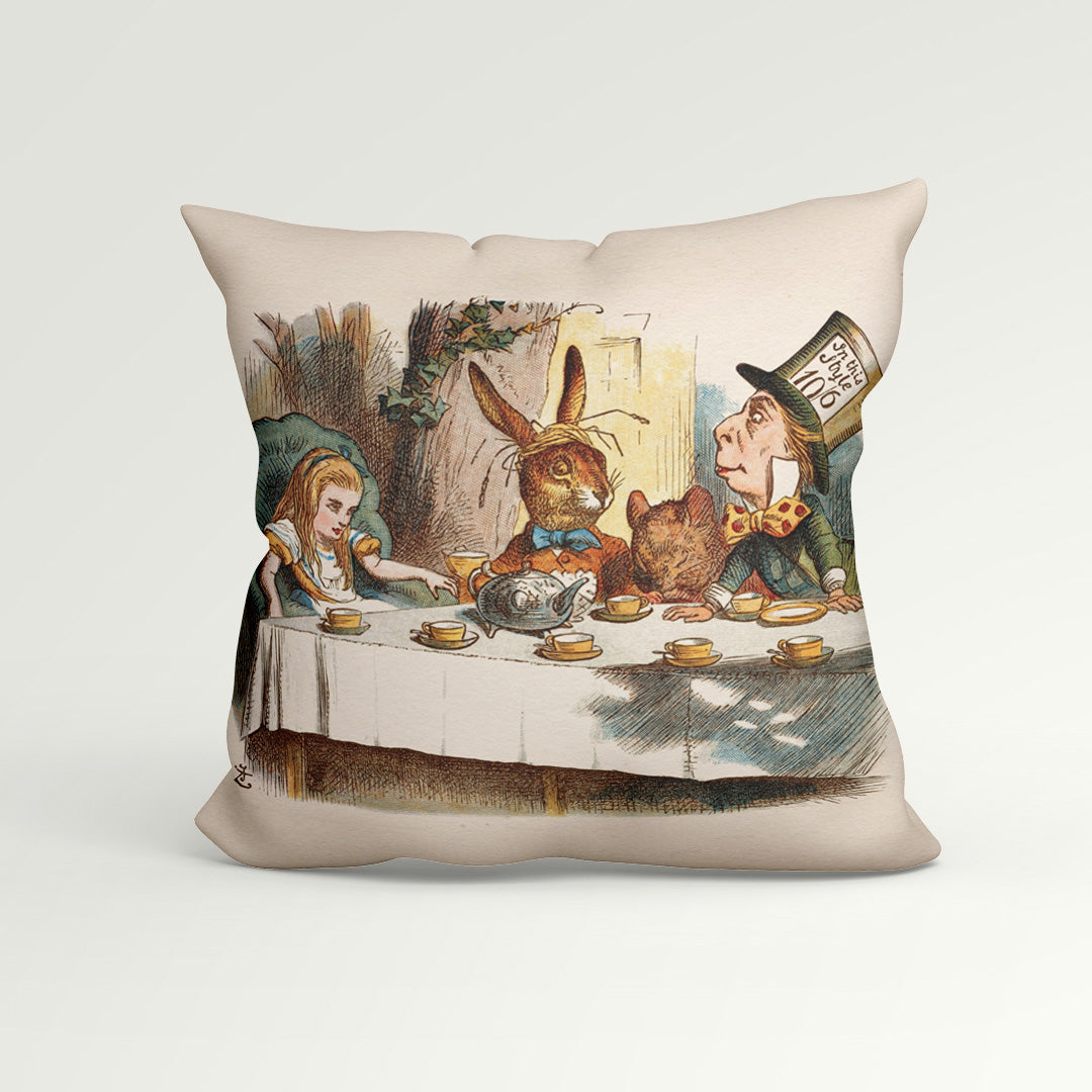 CUSHION Panel Vintage Alice In Wonderland Tea Party CP-203