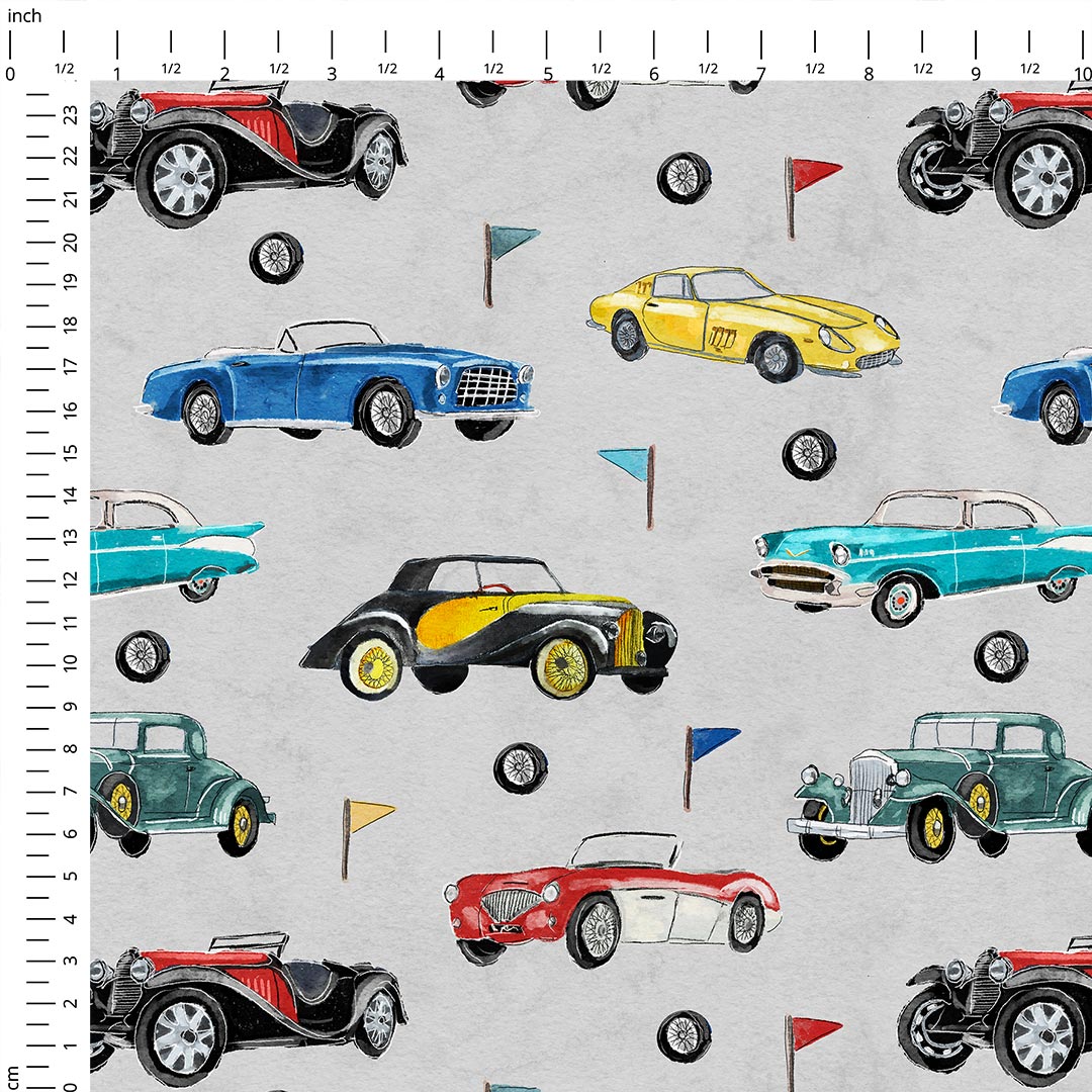 Vintage Cars Fabric