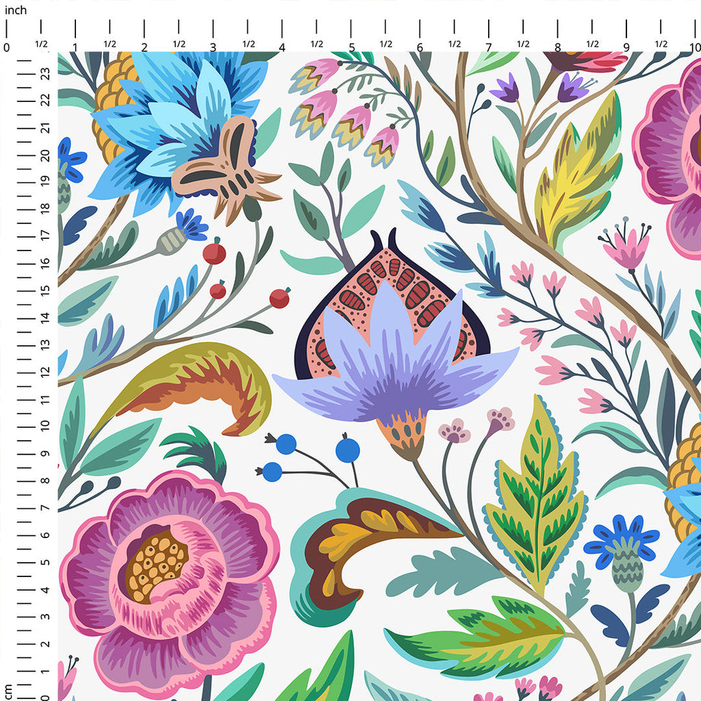 Vintage Floral White Fabric